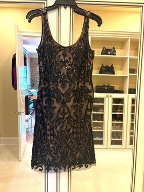 Adrianna Papell Black Sequin Dress Size 4